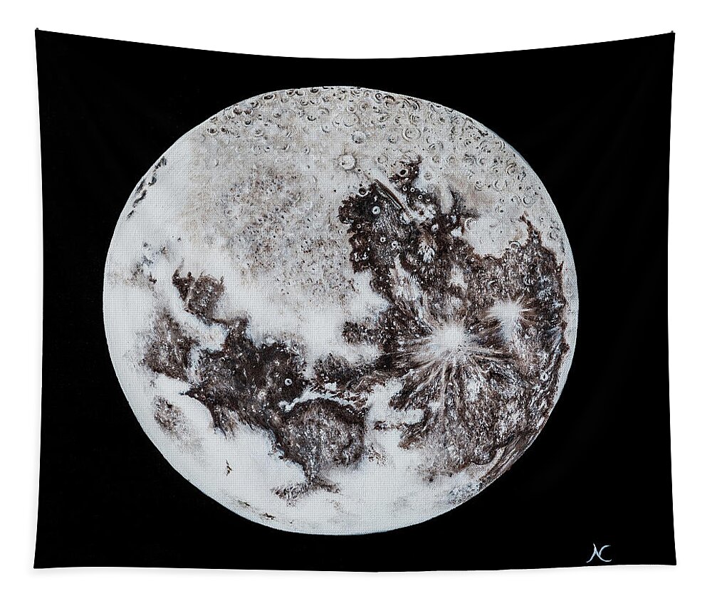 Moon Tapestry featuring the painting Full Moon by Neslihan Ergul Colley