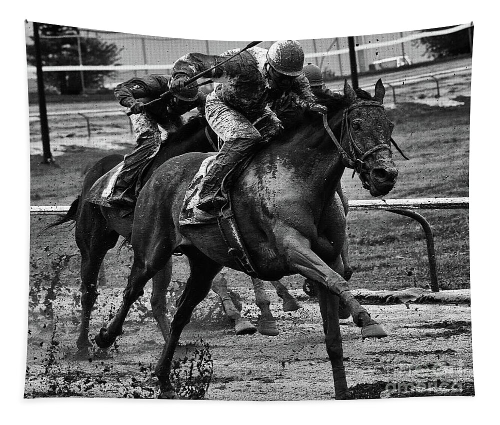 Jockey Tapestry featuring the photograph Fun In The Mud 10 by Bob Christopher