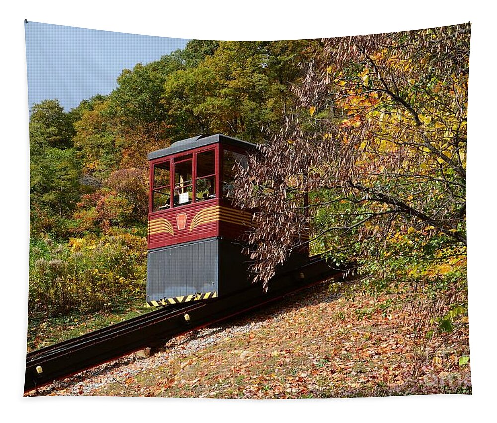 Funicular Tapestry featuring the photograph Funicular Descending by Cindy Manero