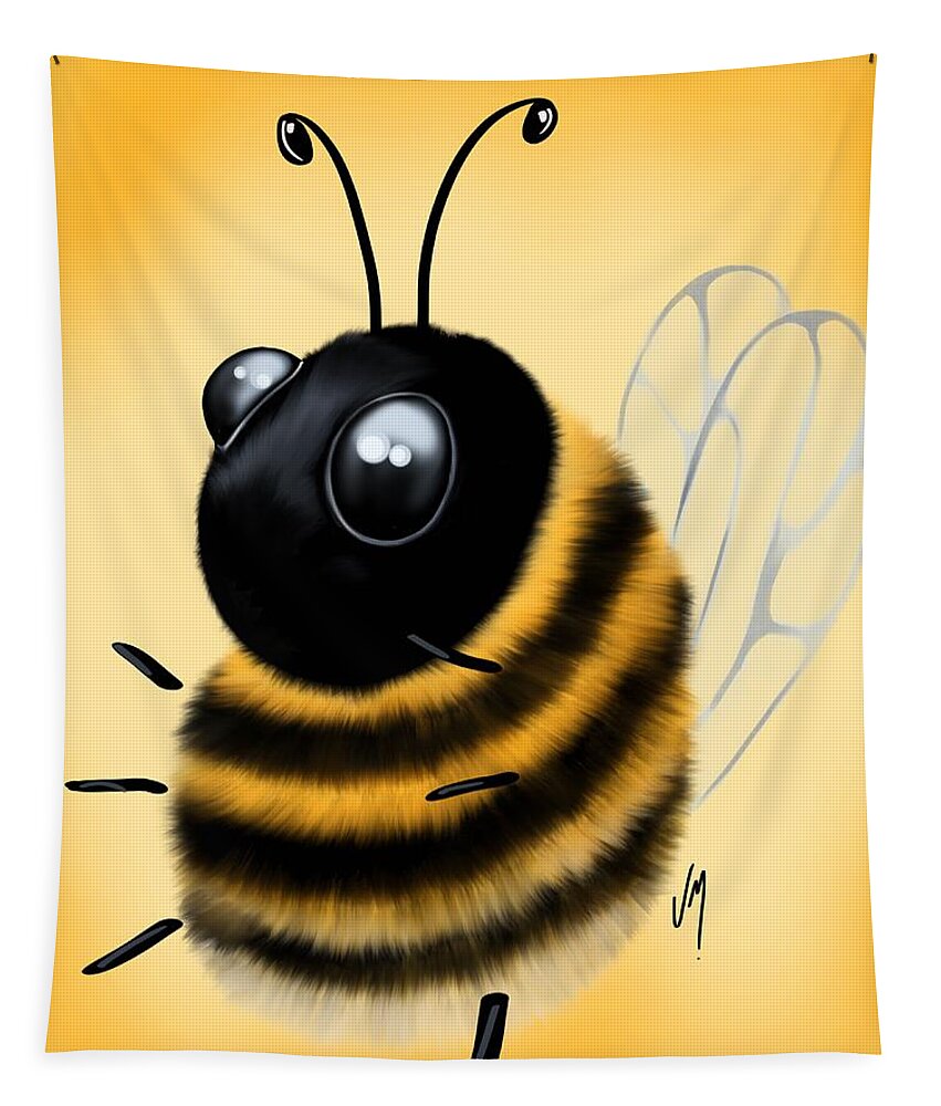 Bee Tapestry featuring the painting Funny bee by Veronica Minozzi