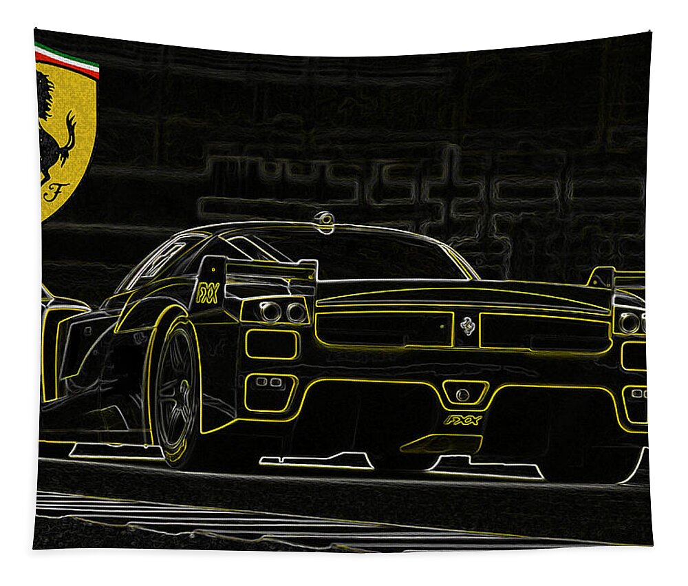 Ferrari Tapestry featuring the drawing FXX art 3 by Darrell Foster