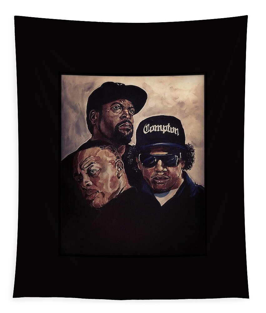 Portrait Tapestry featuring the painting Gangsta Trinity by Joel Tesch
