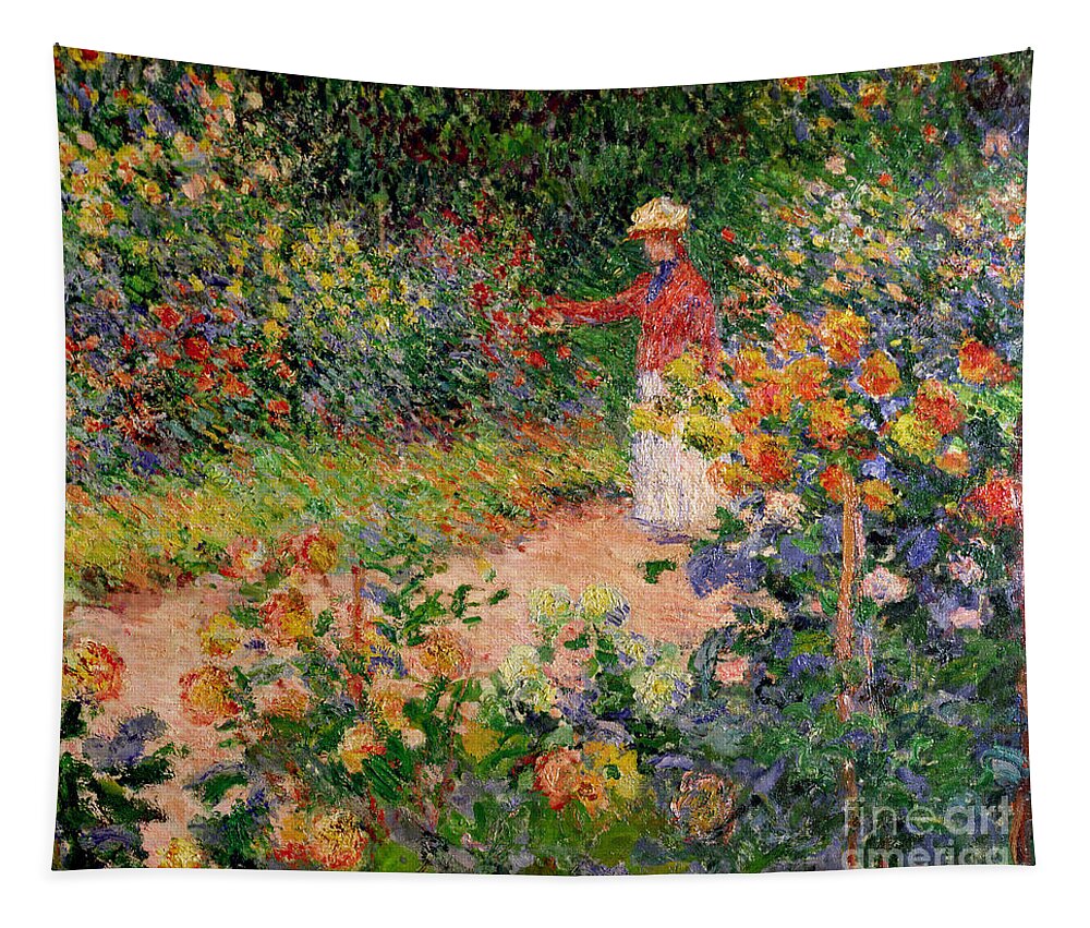 Garden At Giverny Tapestry featuring the painting Garden at Giverny by Claude Monet