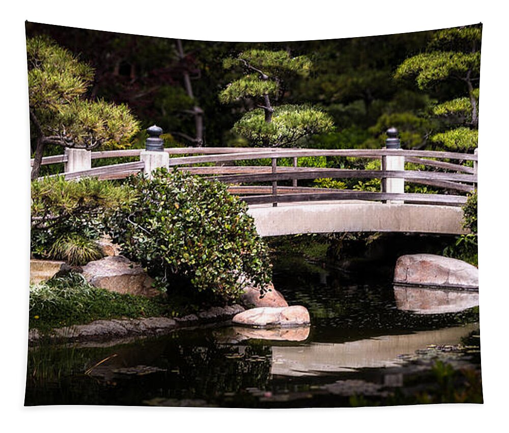 Long Beach Tapestry featuring the photograph Garden Bridge by Ed Clark