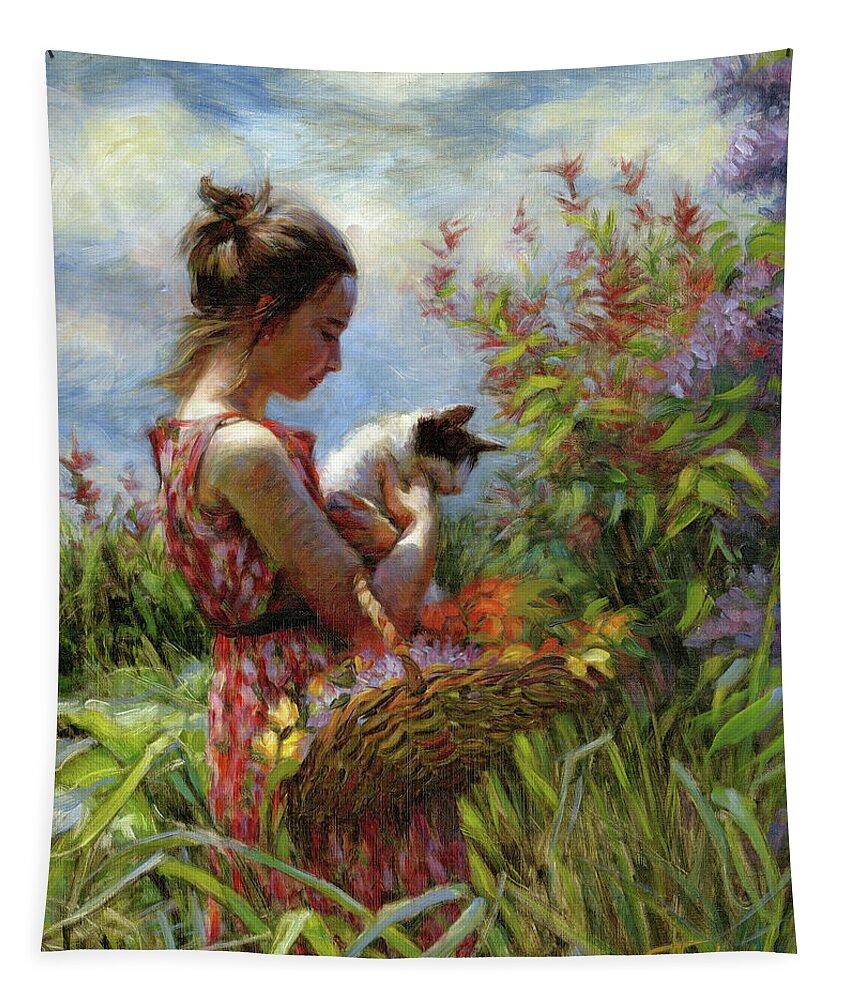 Garden Tapestry featuring the painting Garden Gatherings by Steve Henderson