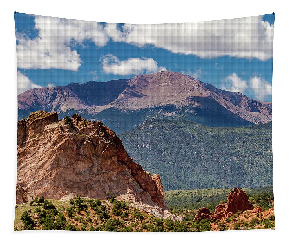 Garden Tapestry featuring the photograph Garden Of The Gods and Pikes Peak by Bill Gallagher