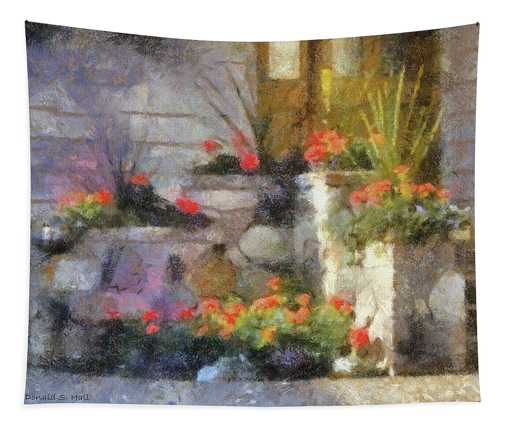 Garden Tapestry featuring the digital art Garden Steps by Donald S Hall