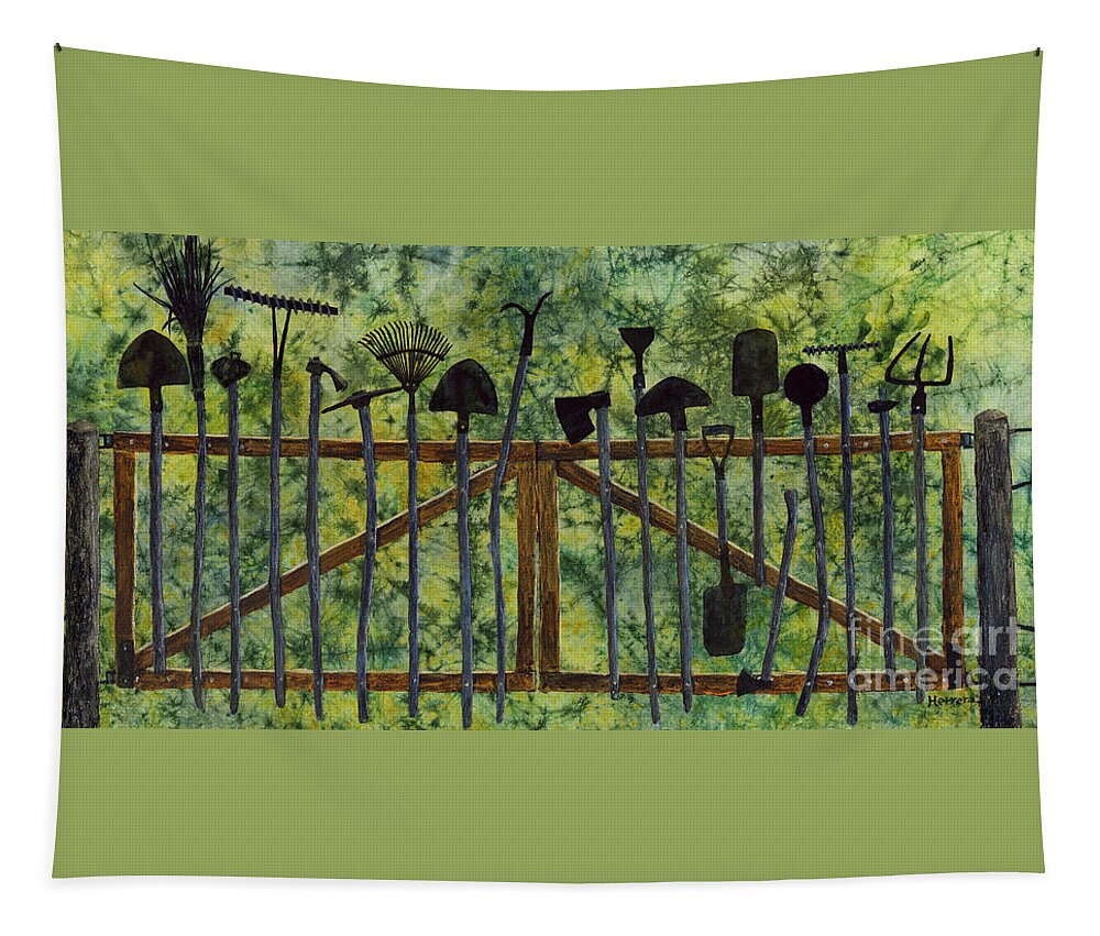 Tools Tapestry featuring the painting Garden Tools by Hailey E Herrera
