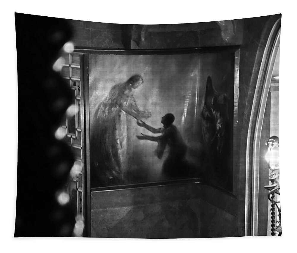 Gaudi Tapestry featuring the photograph Gaudi House Barcelona Spain Black and White by Toby McGuire