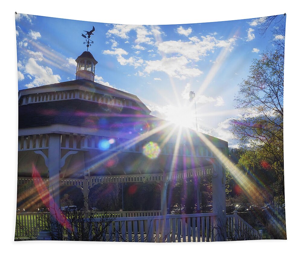 Sun Tapestry featuring the photograph Gazebo in sunlight by Marianne Campolongo