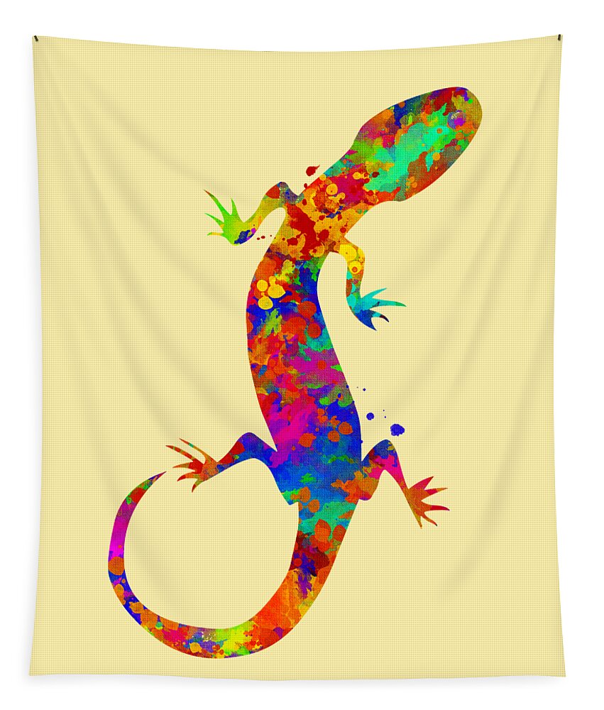 Gecko Tapestry featuring the mixed media Gecko Watercolor Art by Christina Rollo