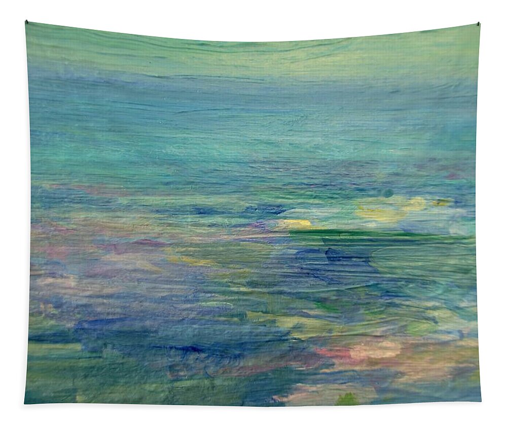 Water Art Tapestry featuring the painting Gentle Light on the Water by Mary Wolf
