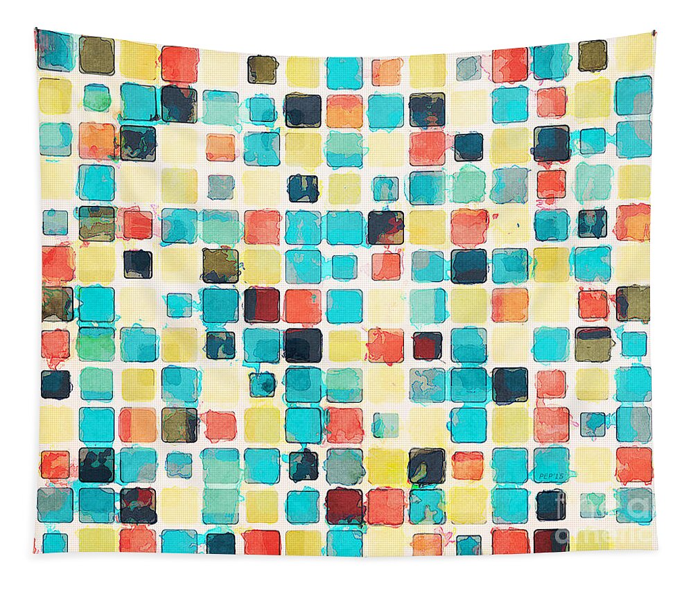 Watercolor Tapestry featuring the digital art Geometric Abstract Watercolor by Phil Perkins