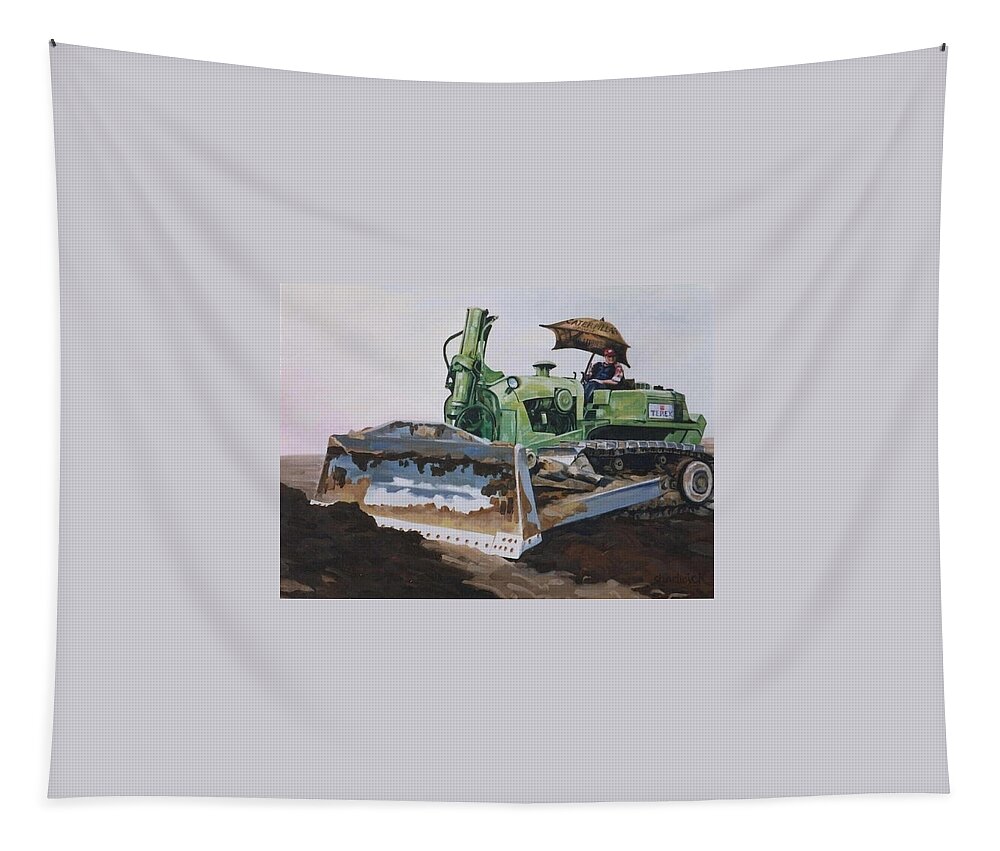 358 Tapestry featuring the painting George and His Dozer by Phil Chadwick