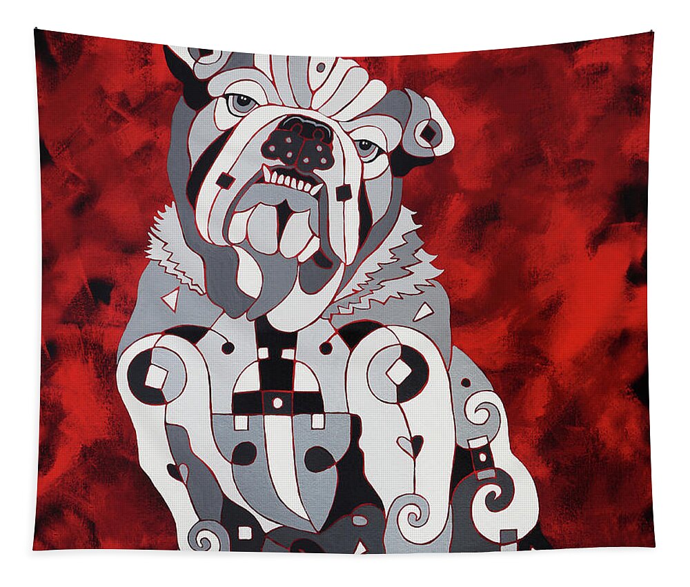 Ga Bull Dogs Tapestry featuring the painting Georgia Bull Dog by Barbara Rush