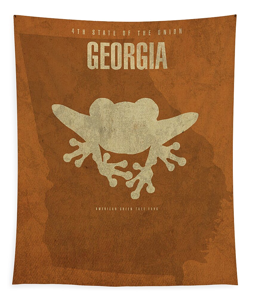 Georgia Tapestry featuring the mixed media Georgia State Facts Minimalist Movie Poster Art by Design Turnpike