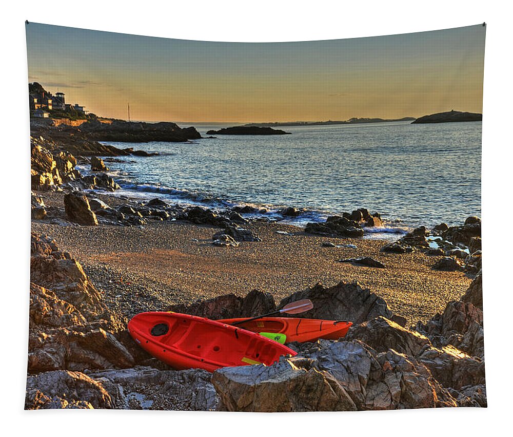 Marblehead Tapestry featuring the photograph Getting ready for a morning Kayak Marblehead MA by Toby McGuire