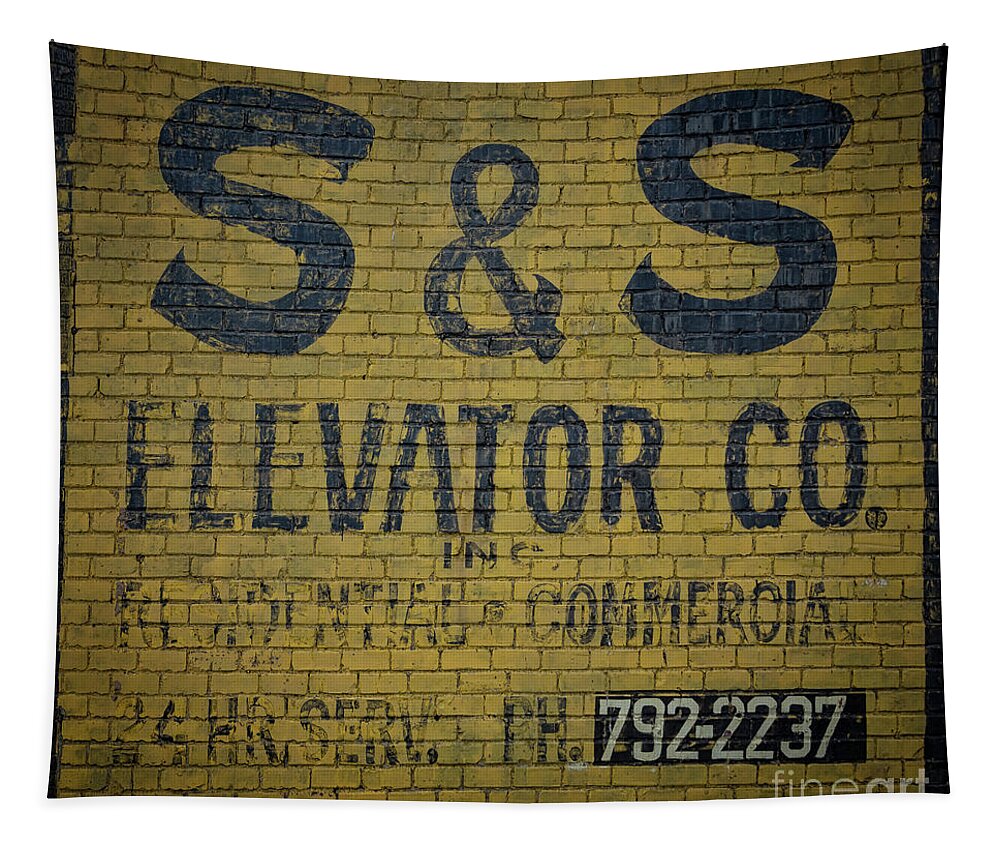 Wall Tapestry featuring the photograph Ghost Sign Elevator Company by Janice Pariza