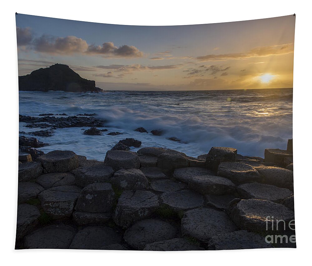 Giants Causeway Tapestry featuring the photograph Giant's Causeway Sunset by Brian Jannsen