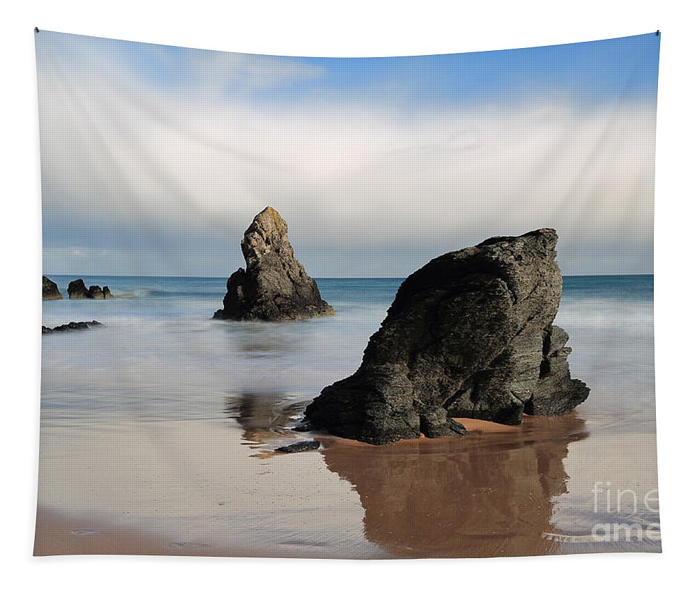 Durness Tapestry featuring the photograph Giants on Sango Bay by Maria Gaellman