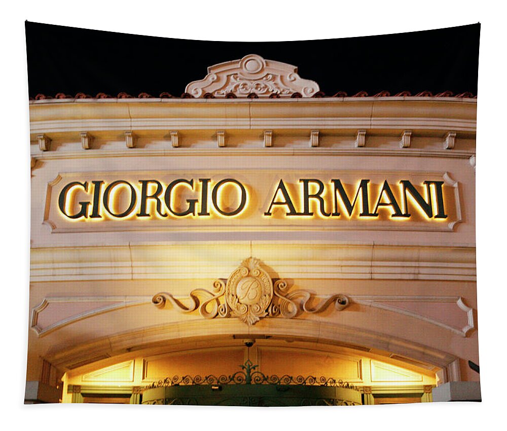 Giorgio Armani Tapestry featuring the photograph Giorgio Armani Storefront by Marilyn Hunt
