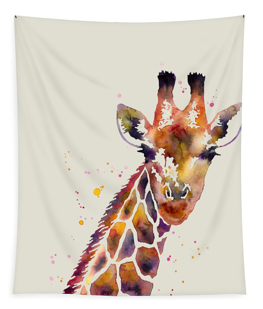 Giraffe Tapestry featuring the painting Giraffe by Hailey E Herrera