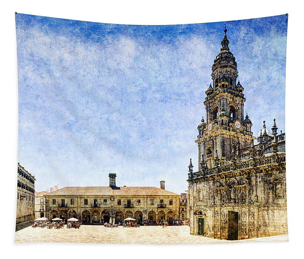 Santiago Tapestry featuring the photograph Girl in Santiago - vintage version by Weston Westmoreland