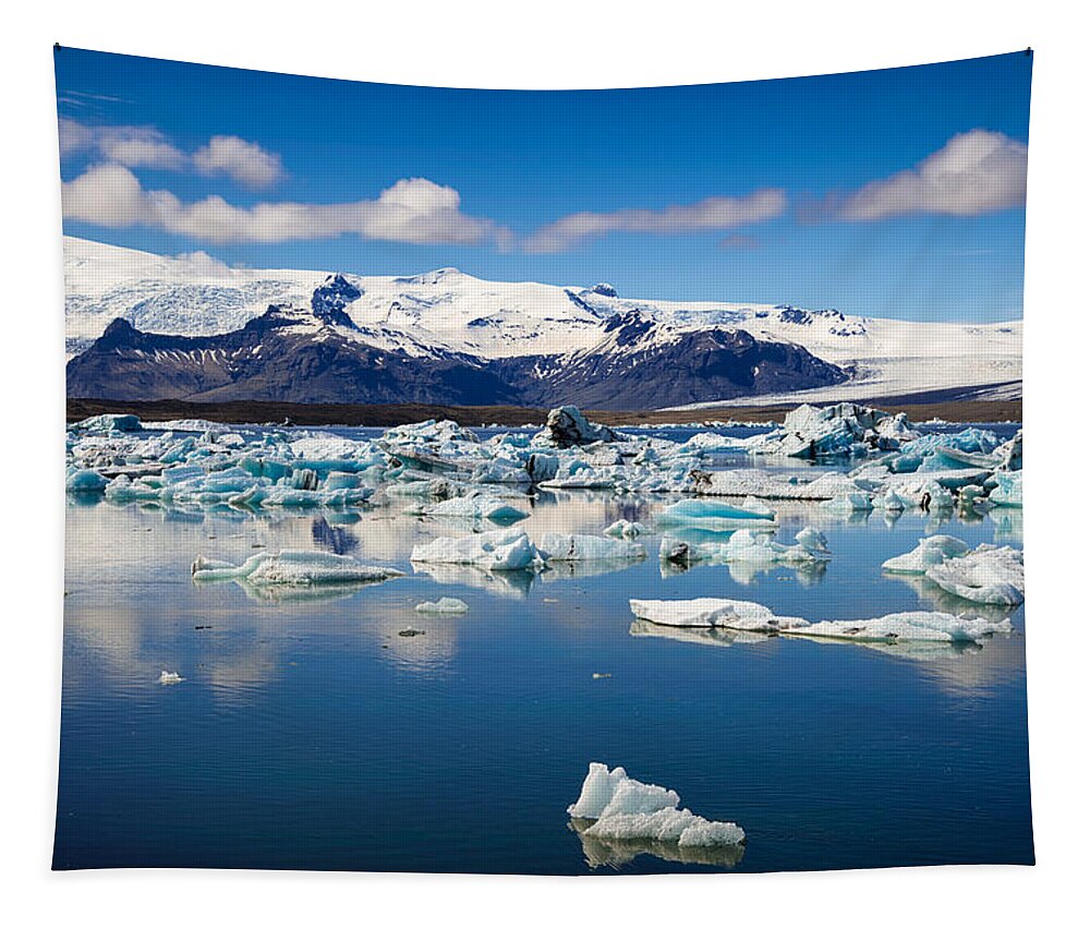 Iceland Tapestry featuring the photograph Glacier lagoon in Iceland by Matthias Hauser