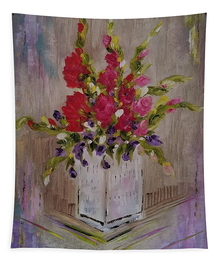 Gladiolus Tapestry featuring the painting Gladiolus On Point by Judith Rhue