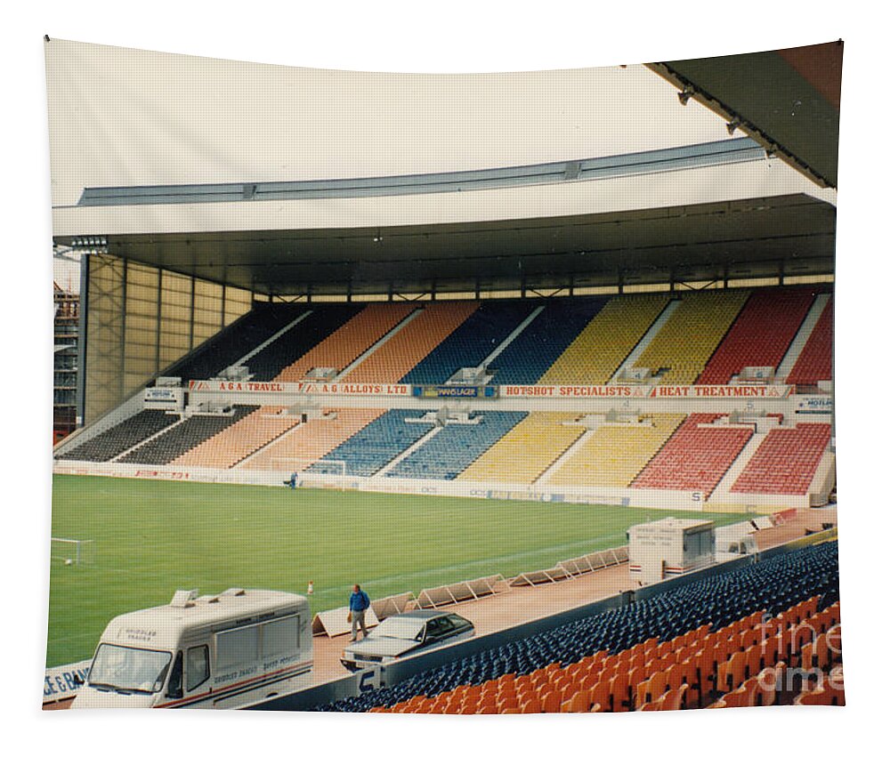  Tapestry featuring the photograph Glasgow Rangers - Ibrox - West Stand Broomloan Road 1 - August 1999 by Legendary Football Grounds