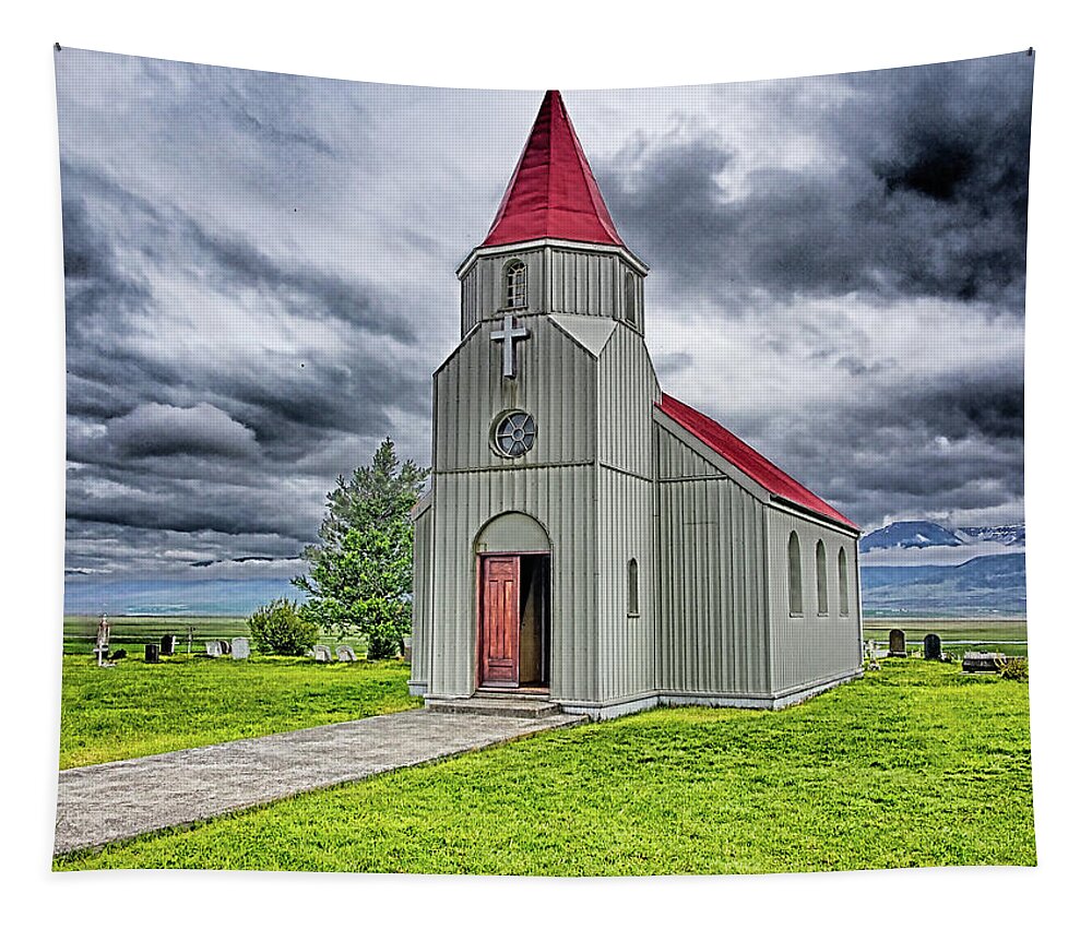 Glaumbaer Tapestry featuring the photograph Glaumbaer Church by C H Apperson