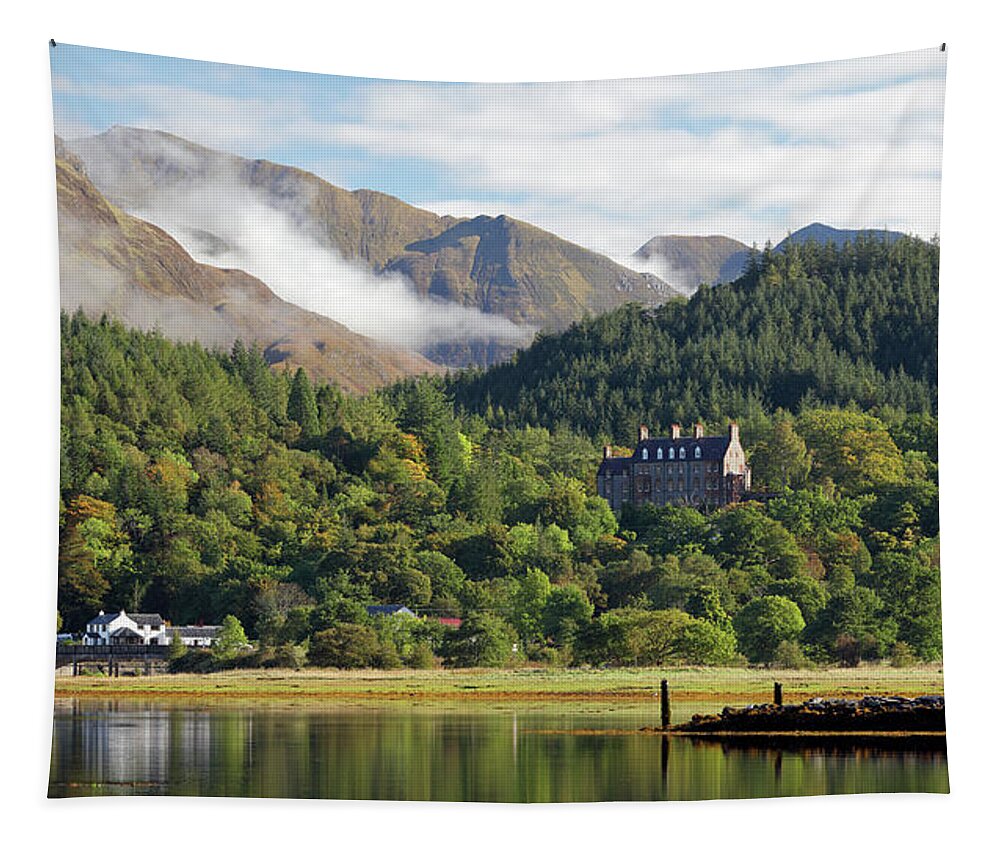 Ballachulish Tapestry featuring the photograph Glencoe house landscape by Grant Glendinning