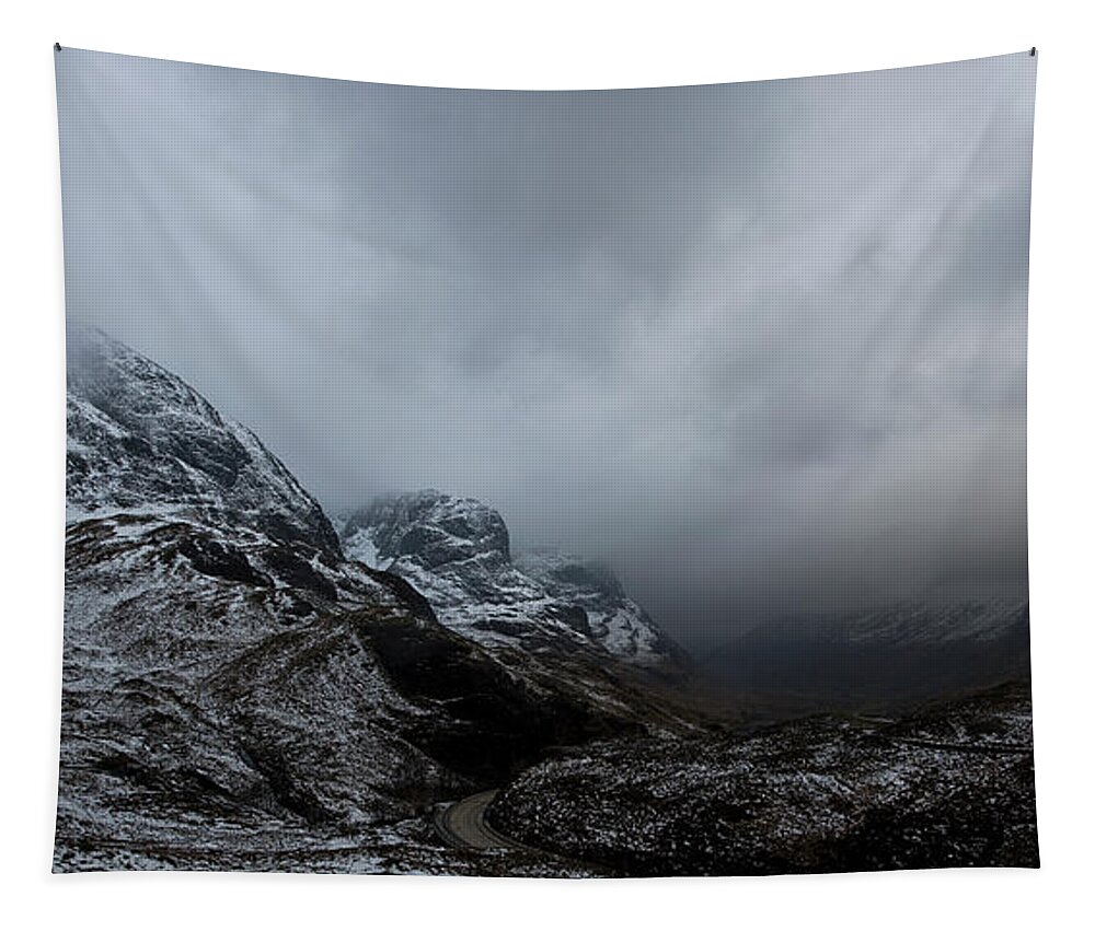 Scotland Tapestry featuring the digital art Glencoe - Three Sisters by Pat Speirs
