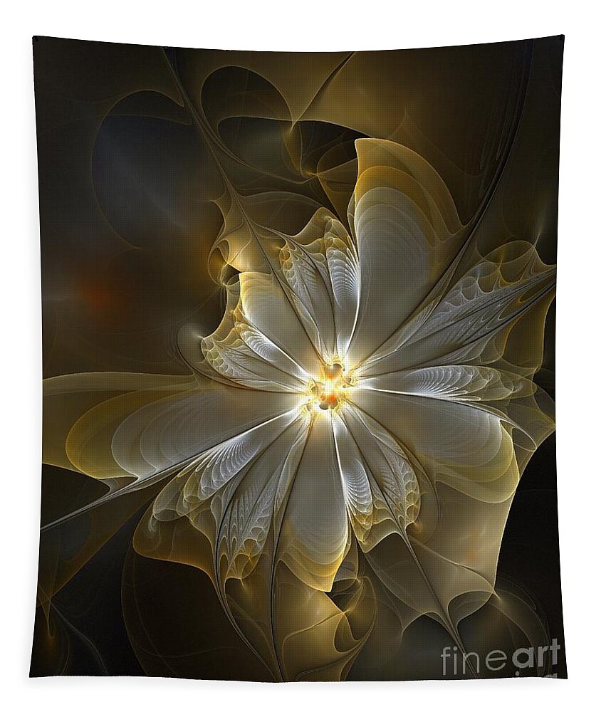 Digital Art Tapestry featuring the digital art Glowing in Silver and Gold by Amanda Moore