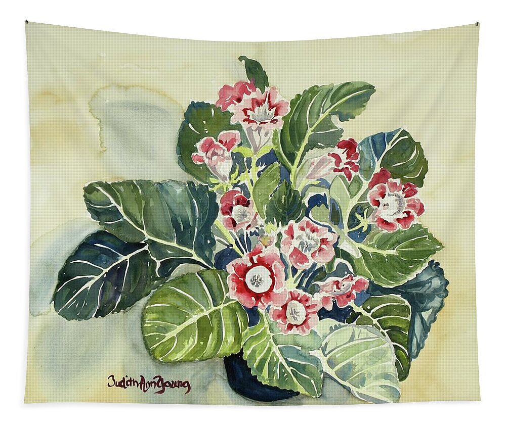 Gloxinia Tapestry featuring the painting Gloxinia SOLD by Judith Young