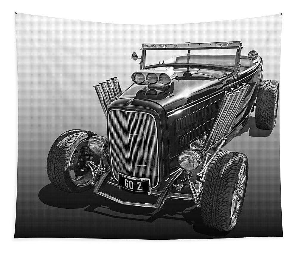 Hotrod Tapestry featuring the photograph Go Hot Rod in Black and White by Gill Billington