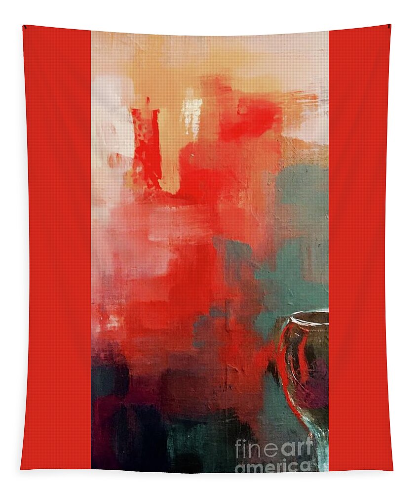 Red Tapestry featuring the painting Goblet Abstract by Lisa Kaiser