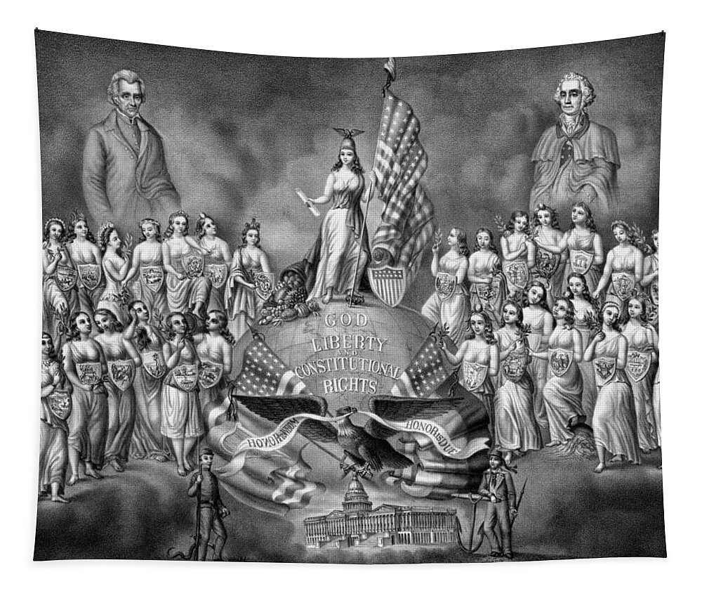 Andrew Jackson Tapestry featuring the drawing God Liberty and Constitutional Rights by War Is Hell Store