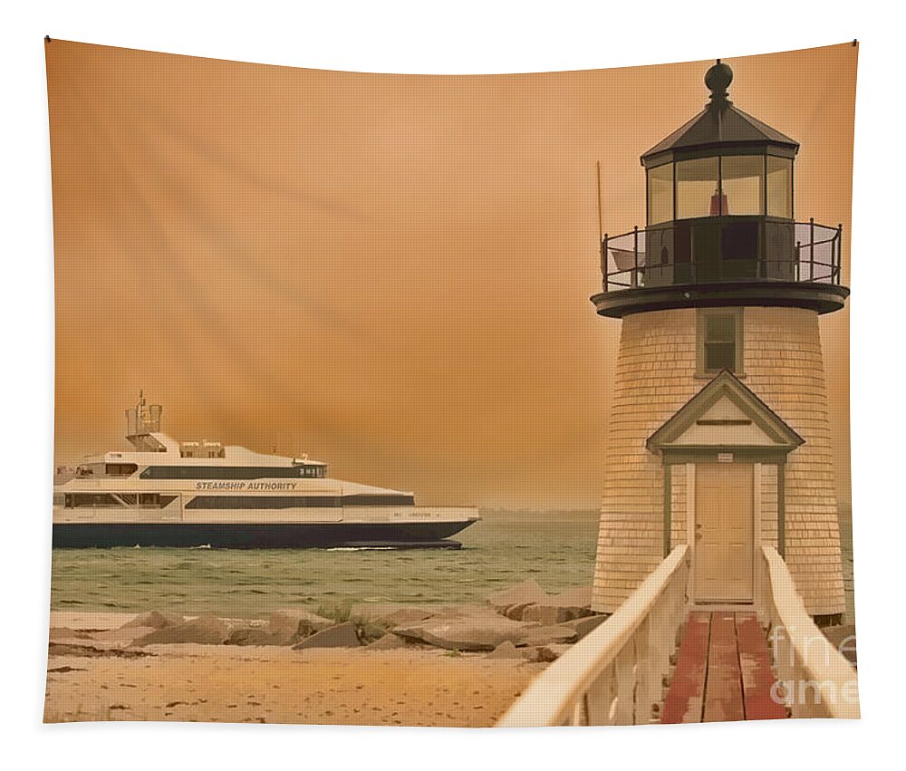 Nantucket Tapestry featuring the photograph Godspeed at Brant Point Nantucket Island by Jack Torcello