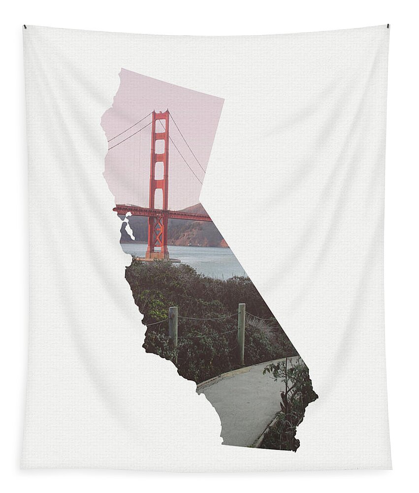 California Tapestry featuring the mixed media Golden Gate Bridge California- Art by Linda Woods by Linda Woods