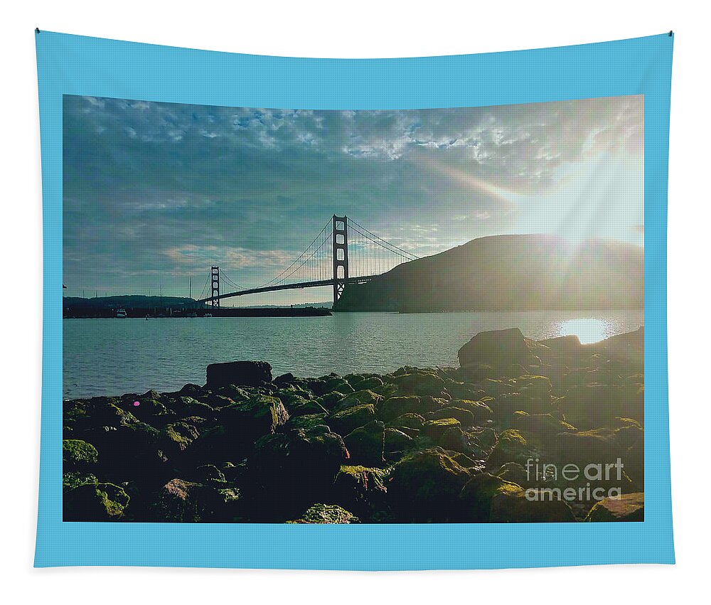 Golden Gate Bridge Tapestry featuring the photograph Golden Gate Bridge December Morning by Artist Linda Marie