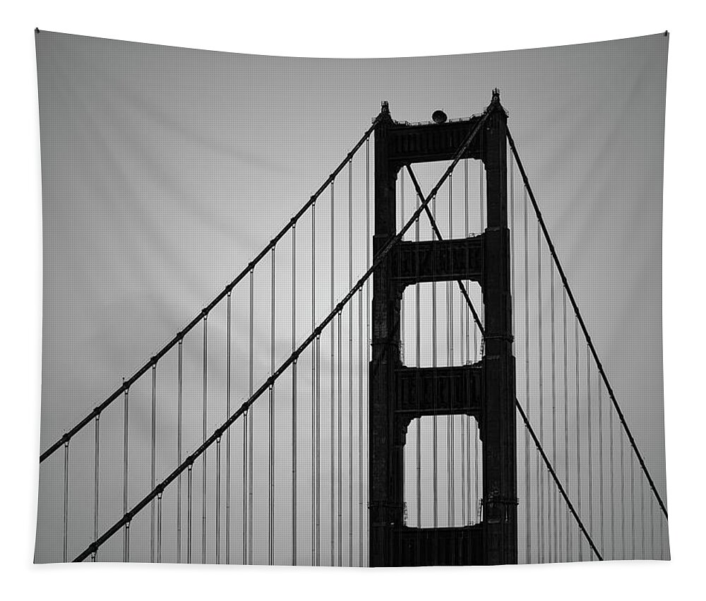 Golden Gate Bridge Tapestry featuring the photograph Golden Gate Bridge I BW by David Gordon