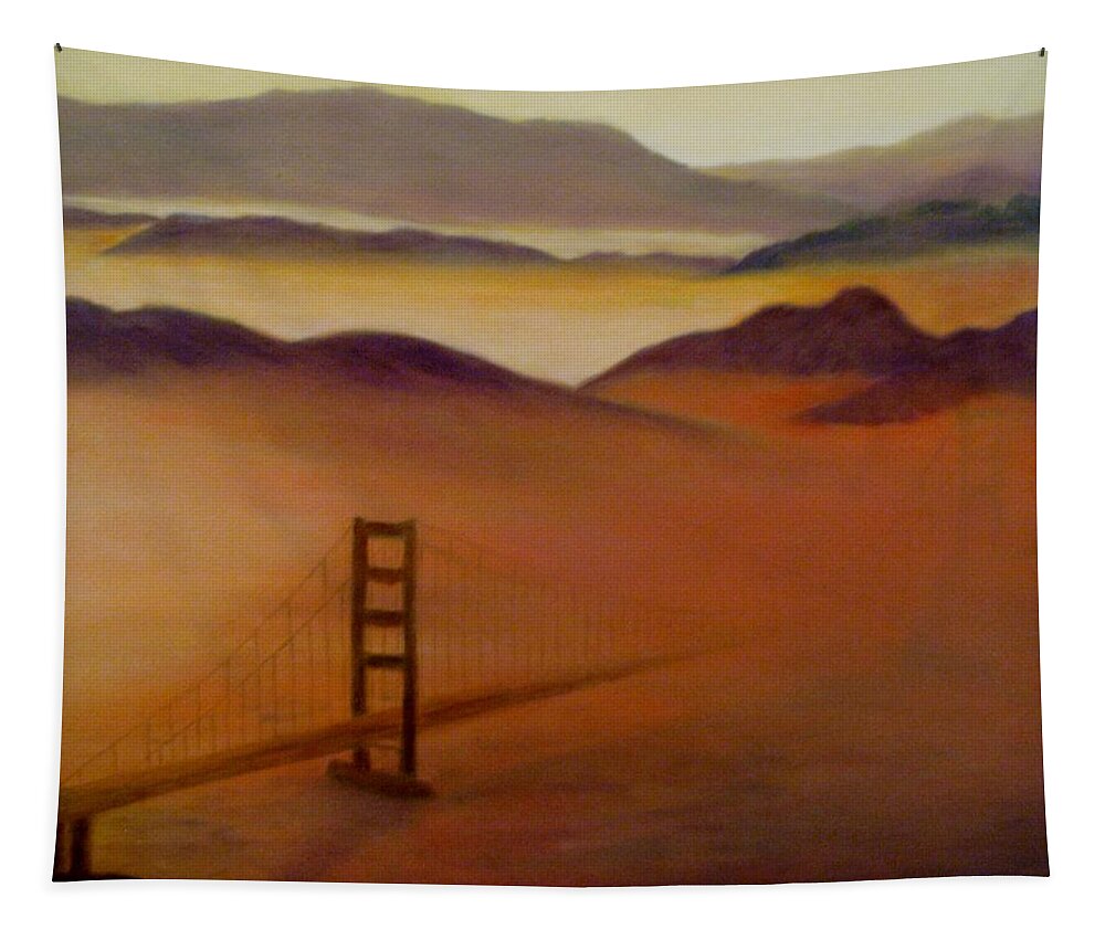 Fog Tapestry featuring the painting Golden Gate Fog by Jamie Frier