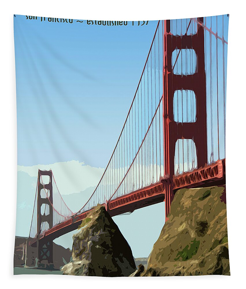 Vintage Style Poster Tapestry featuring the photograph Golden Gate Vintage Style Poster by Debby Richards