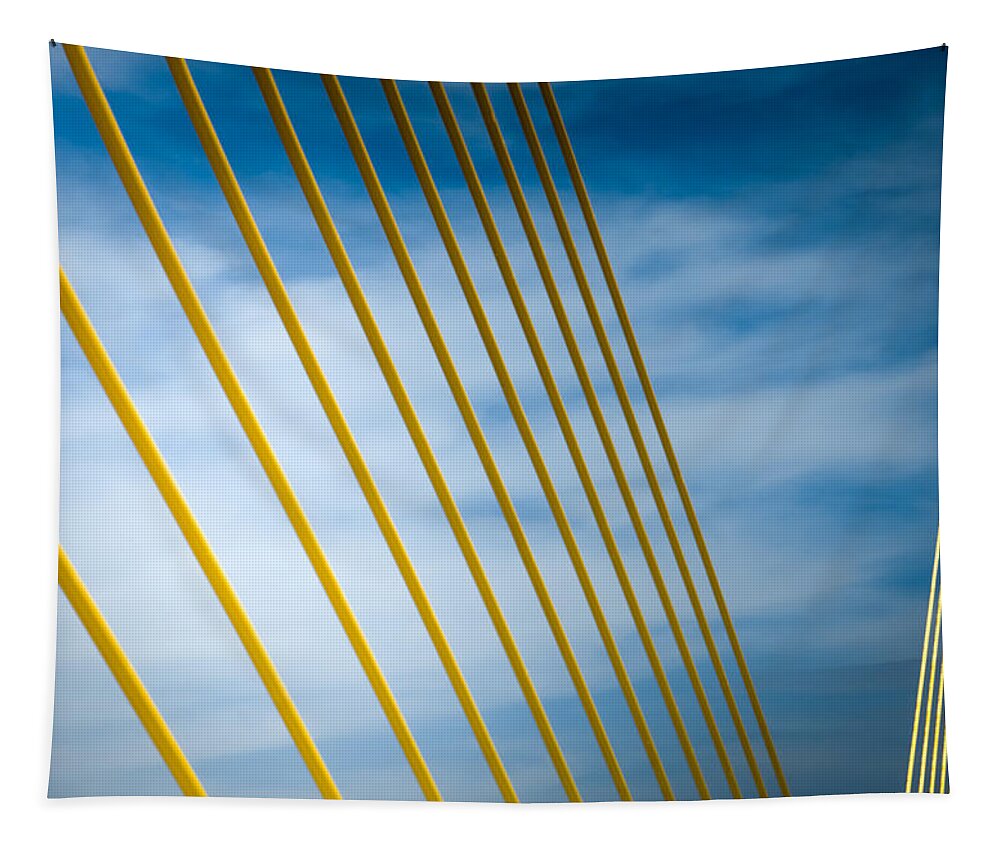 Sunshine Skyway Bridge Tapestry featuring the photograph GOLDEN GLOW of TAMPA by Karen Wiles