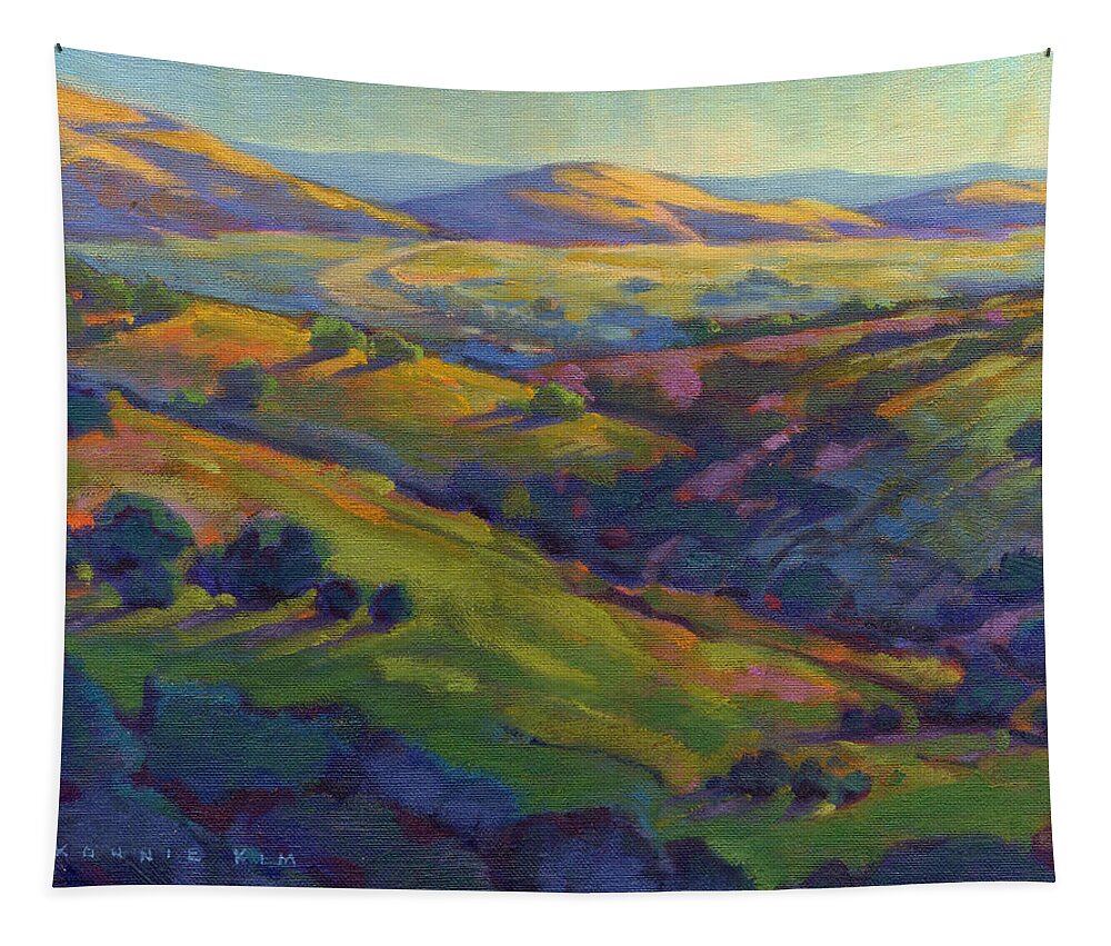 California Tapestry featuring the painting Golden Hills by Konnie Kim