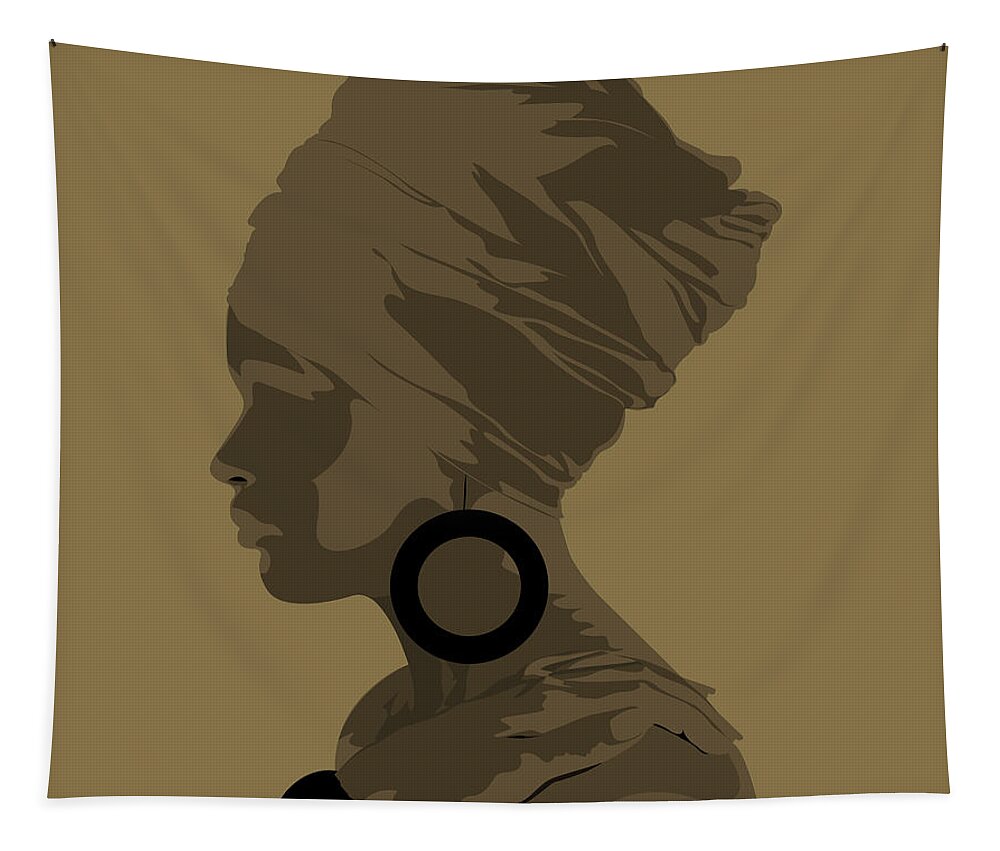 Queen Tapestry featuring the digital art Golden Lady by Scheme Of Things Graphics
