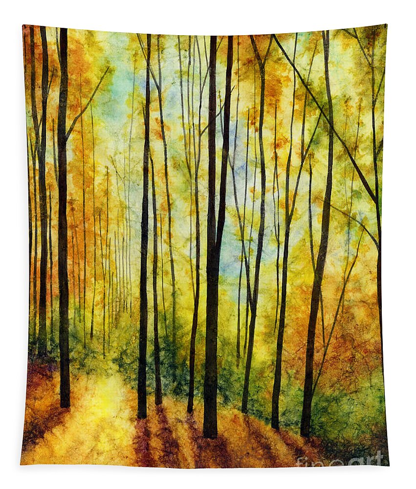 Yellow Tapestry featuring the painting Golden Light by Hailey E Herrera