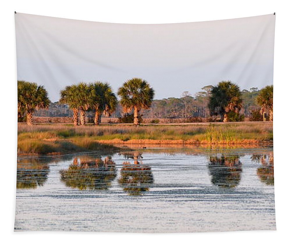 St. Marks National Wildlife Refuge Tapestry featuring the photograph Golden Light on the St. Marks Marshes by Carla Parris