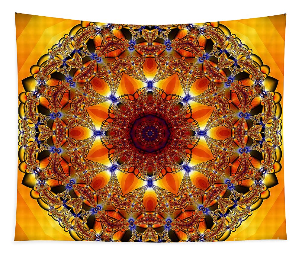 Wall Art Tapestry featuring the digital art Golden Mandala by Kelly Holm